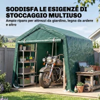 Outsunny Garage Moto per Esterno 2.4x2 m, Tenda Garage per Attrezzi in Metallo e Tessuto PE, per Moto e Biciclette, Verde(m-7)