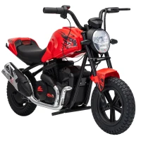 AIYAPLAY Moto da Cross Elettrica per Bambini 24V Motore 180W, 6-12 Anni, Pneumatici 30cm in Gomma, Rossa(m-1)
