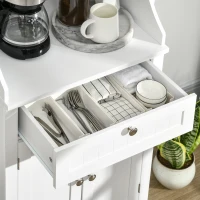 HOMCOM Mobile Cucina per Microonde con Cassetto e Armadietto 2 Ante, 60x40x122.5 cm, Bianco(m-8)