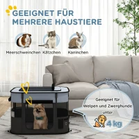 PawHut Spielgehege für Haustiere, faltbar, mit Aufbewahrungstasche, für Welpen und Kätzchen, drinnen und draußen, Grau(m-4)