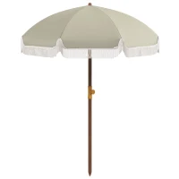 Outsunny Ombrellone da Spiaggia UV40+ a 8 Stecche con Borsa da Trasporto, in Metallo e Poliestere, Ø1.9x2.1 m, Verde(m-11)