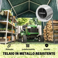 Outsunny Garage Moto per Esterno 2.4x2 m, Tenda Garage per Attrezzi in Metallo e Tessuto PE, per Moto e Biciclette, Verde(m-4)