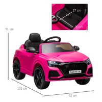 HOMCOM Coche Eléctrico Infantil +3 Años Licencia Audi RS Q8 con Batería 6V 2 Motores Mando a Distancia Música Bocina y Luces Velocidad Máx. 3km/h 101x62x51 cm Rosa(m-3)