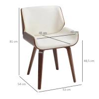 HOMCOM Lot de 2 chaises de salle à manger style vintage assise revêtement synthétique 54 x 53 x 81 cm blanc marron(m-3)