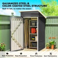 Outsunny 3.5 x 3 ft Outdoor Storage Shed with Sloping Roof, Lockable Door, 2 Vents and Gloves for Garden, Dark Grey(m-6)