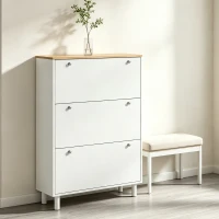 HOMCOM Scarpiera stretta 24 paia con 3 cassetti ribaltabili e mensole regolabili, bianco(m-4)