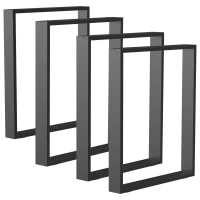 HOMCOM Lot de 4 pieds rectangulaires en acier noir pour table - hauteur 72 cm - design contemporain(m-12)
