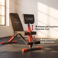 SPORTNOW Panca Pesi Regolabile e Pieghevole con Schienale Regolabile a 6 Livelli, Rosso(m-5)