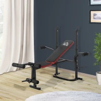 HOMCOM Banco de Pesas Multifuncional tipo Banco de Musculación con Respaldo Ajustable Carga 150kg Acero 128x155x112 cm(m-2)