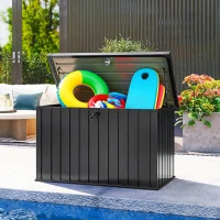 Outsunny Baule da Esterno da 400L in Acciaio Zincato con Serratura e 2 Chiavi 124x66x72 cm, Nero(m-9)