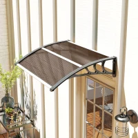 Outsunny Marquesina Exterior para Puerta y Ventana 75x100 cm contra Sol y Lluvia con Soporte de Aleación de Aluminio Marrón(m-10)