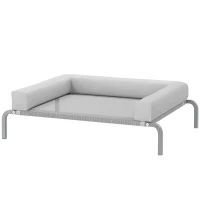 PawHut Cama Elevada para Perros Refrescante con Refuerzos Extraíbles Malla Transpirable y Marco de Acero 90x65x30 cm Gris(m-11)