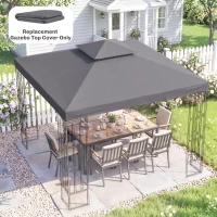 Outsunny 3(m) Gazebo Top Cover Double Tier Canopy Replacement Pavilion Roof Deep Grey(m-8)