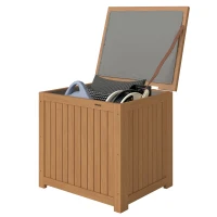 Outsunny Cassapanca da Esterno 130L con Coperchio Cerniere e Cinghia, in Legno, 63x51x58.5 cm, Marrone(m-11)