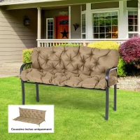 Outsunny Coussin matelas assise dossier pour banc de jardin balancelle canapé 3 places grand confort 150 x 98 x 8 cm kaki clair(m-10)