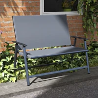 Outsunny Sedia Pieghevole a 2 Posti con Seduta Traspirante, in Acciaio e Tessuto a Rete, 118x65x96 cm, Grigio(m-2)