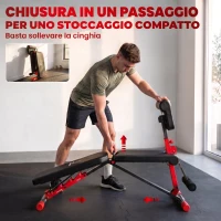 SPORTNOW Panca Pesi Regolabile e Pieghevole con Schienale Regolabile a 6 Livelli, Rosso(m-6)