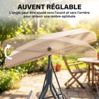 Outsunny Balancelle de Jardin 3 Places Grand Confort Toit Inclinaison réglable Assise et Dossier Ergonomique Acier époxy textilène Beige(m-5)