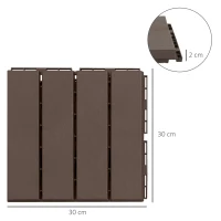 Outsunny Caillebotis - Dalles terrasse - Lot de 18 - emboîtables, Installation très Simple - Petits Carreaux Composite Plastique(m-3)