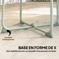 Outsunny Table basse extérieure pour 2 personnes, table de jardin ronde base en X avec structure métal, Ø 50 x 45,5 cm vert clair(m-6)