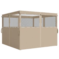 Outsunny 4 Pack Replacement Gazebo Curtains Privacy Panel for Most 3 x 3 m Gazebo, Outdoor Shelter Sidewalls, Khaki(m-1)
