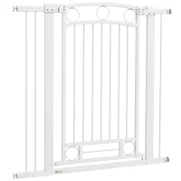 PawHut Puerta para Perros con Ancho Ajustable 76-104 cm Barrera de Seguridad para Perros con 2 Extensiones Blanco(m-13)