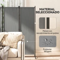 Outsunny Biombo de 4 Paneles Separador de Ambientes Plegable 221x172 cm Biombo Interior para Oficina Dormitorio Gris Oscuro(m-7)