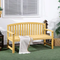 Outsunny 2 Seater Wooden Garden Bench with Armrest, Outdoor Furniture Chair for Park or Balcony, Orange(m-10)
