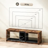 HOMCOM TV Stand Cabinet with LED Lights and Remote Control for TVs up to 65", Entertainment Centre with Storage Shelves and Compartment, Rustic Brown(m-3)