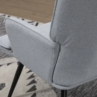 HOMCOM Armchair with Footstool, Living Room Chair, Linen Accent Chair for Bedroom, Home Study, Light Grey(m-8)