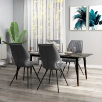 HOMCOM Set of 4 Dining Chairs, Kitchen Chairs with Metal Legs, PU Leather Seat and Backrests, Grey(m-2)
