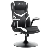 Vinsetto Gaming Chair Ergonomic Computer Chair with Adjustable Height Pedestal Base, Home Office Desk Chair PVC Leather Exclusive Swivel Chair Black(m-1)
