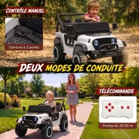 AIYAPLAY Voiture Électrique Enfants 12V, Buggy Électrique Enfants, 2 Moteurs, Télécommande 2,4G, Batterie Lithium, Blanc(m-6)