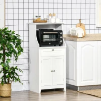 HOMCOM Mobile Cucina per Microonde con Cassetto e Armadietto 2 Ante, 60x40x122.5 cm, Bianco(m-10)