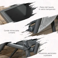 Outsunny Set da Giardino con 4 Sedie con Cuscini e Tavolo da Pranzo Quadrato in Vetro, Grigio Scuro(m-5)