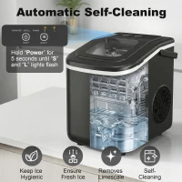 HOMCOM Countertop Ice Maker Machine 9 Cubes in 7 Mins Portable Ice Machine Ice Scoop and Basket 2 Sizes Black(m-6)