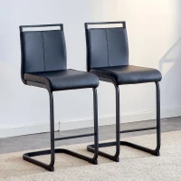 Lot de 2 tabourets de bar style nordique, design épuré et élégant avec piètement métal doré robuste, 39x46.5x96.5 cm, Noir(m-1)