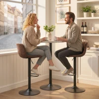 HOMCOM Bar Stools Set of 2, Modern Swivel Barstools with Footrest for Kitchen Island and Dining Room, Brown(m-8)