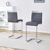 Lot de 2 tabourets de bar style nordique, design élégant, idéal pour cuisine, bar ou restaurant, 38.9x46.5x96.5 cm, Gris foncé+Argent(m-1)