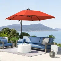 Outsunny Ombrellone a Sbalzo con Copertura Regolabile e Base a Croce, in Metallo e Poliestere, 260x304x245 cm, Bordeaux(m-7)