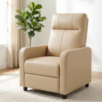 HOMCOM Poltrona Relax Reclinabile con Poggiapiedi e Schienale Regolabile a Spinta, Beige(m-10)