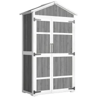 Outsunny Armoire de Jardin Abri de Jardin Étanche avec Toit en Métal Double Porte pour Outils de Jardinage 105x55x179cm Gris(m-1)