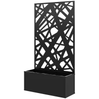 Outsunny Fioriera Rialzata con Spalliera Decorativa per Rampicanti da Terra e Parete, 61x23x113 cm, Nero(m-11)
