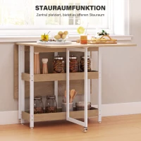 HOMCOM Inklapbare eettafel in industriële stijl voor maximaal 4 personen, met open vakken, flexibel, metaal, spaanplaat, naturel houtlook(m-5)