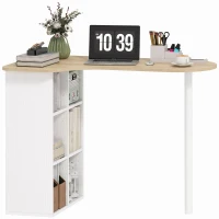 HOMCOM Birou neregulat 100 x 59 cm cu 6 compartimente, 4 rafturi reglabile și cadru din oțel, stejar(m-9)