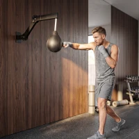 SPORTNOW Wall Mount Speed Bag, Height Adjustable Boxing Speed Bag with Manual Air Pump and Wrenches, Home Gym Workout Equipment(m-9)