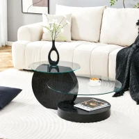 Table basse moderne minimaliste, design italien, pieds antidérapants, 90x70x44 cm, Transparent(m-4)