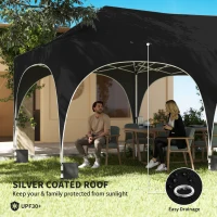 Outsunny 3 x 6m Pop Up Gazebo Shelter with Sides, 6 Sandbags, Peak Top Garden Party Tent Marquee with Carry Bag, Black(m-6)