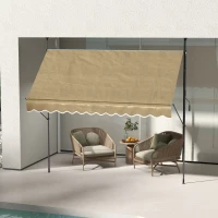 Outsunny Toldo Manual Retráctil con Manivela 300x120x210-300 cm con Altura Ajustable Impermeable y Anti-UV Beige(m-10)