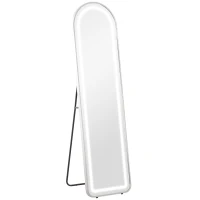 HOMCOM Miroir complet arqué miroir pleine longueur LED 3 couleurs lumière réglables fonction mémoire 150 x 40 cm argent(m-1)
